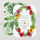 Hawaiian Radiant Tropical Floral Wreath Wedding Einladung (Vorne/Hinten)
