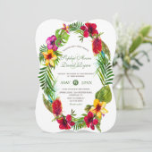 Hawaiian Radiant Tropical Floral Wreath Wedding Einladung (Stehend Vorderseite)