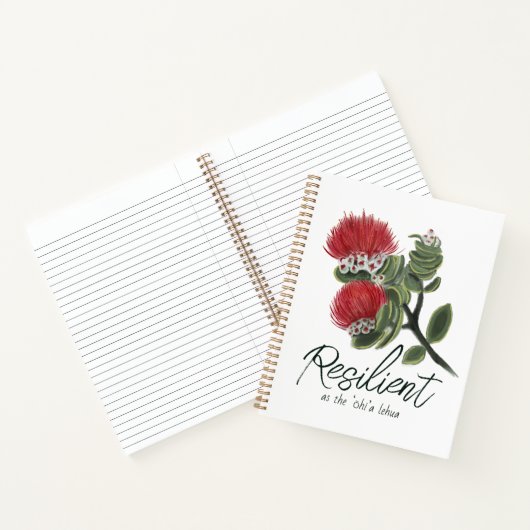 Hawaiian Red Lehua Flower Watercolor Resilience Notizblock (Innenseite)