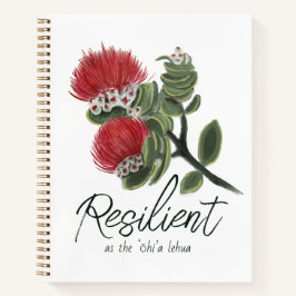 Hawaiian Red Lehua Flower Watercolor Resilience Notizblock