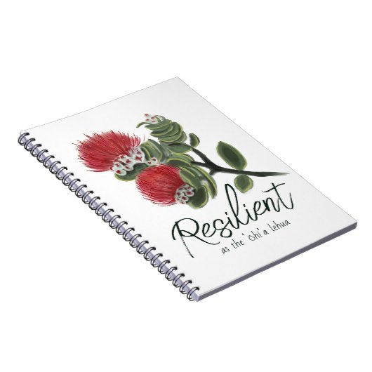 Hawaiian Red Lehua Flower Watercolor Resilience Notizblock (Rechte Seite)