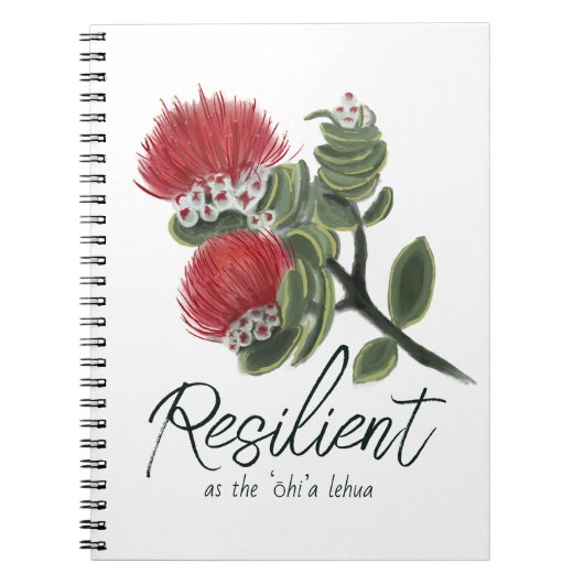 Hawaiian Red Lehua Flower Watercolor Resilience Notizblock (Vorderseite)
