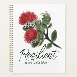 Hawaiian Red Lehua Flower Watercolor Resilience Planer