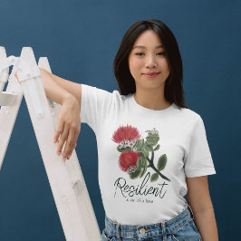 Hawaiian Red Lehua Flower Watercolor Resilience T-Shirt
