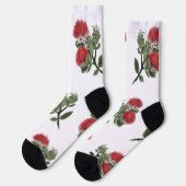 Hawaiian Red Lehua Tropical Flower Watercolor Socken (Linkes Detail)