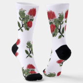 Hawaiian Red Lehua Tropical Flower Watercolor Socken (Gewinkelt)