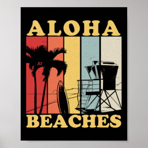 Hawaiian Retro 80er Jahre Stil Aloha Strände Surf Poster