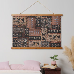 Hawaiian Sailing Canoe Tapa Wandteppich Mit Holzrahmen