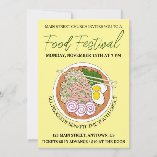 Hawaiian Saimin Soup Hawaii Cuisine Food Festival Einladung (Vorderseite)