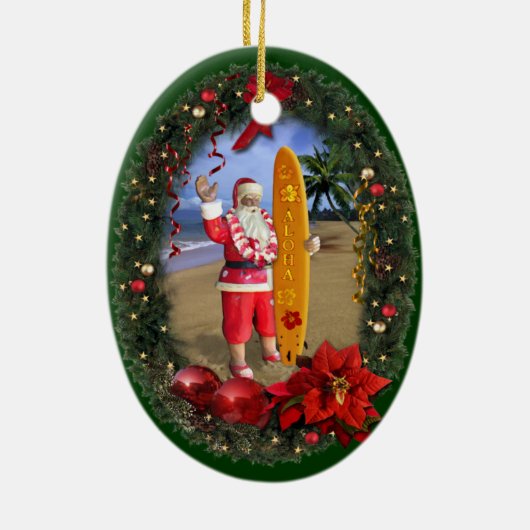 Hawaiian Santa Keramikornament (Hinten)
