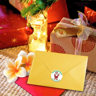 Hawaiian Santa Red Runder Aufkleber