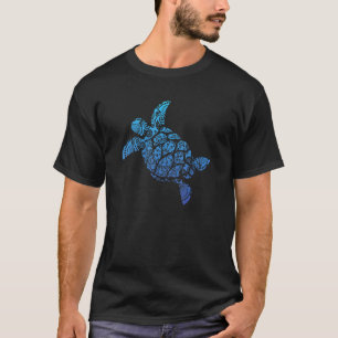 Hawaiian Sea Turtle Beach Blue Niedlich Seashell T T-Shirt