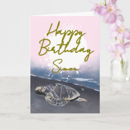 Hawaiian Sea Turtle Birthday Card Karte