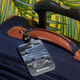 Hawaiian Sea Turtle Black Sand Beach Luggage Tag Gepäckanhänger