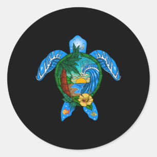 Hawaiian Sea Turtle Hawaii Beach Runder Aufkleber