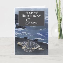 Hawaiian Sea Turtle Personalized Birthday Card Karte