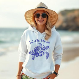 Hawaiian Sea Turtle Turt ally Tropical-Deep Blue Hoodie