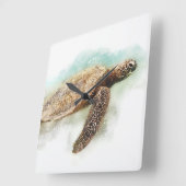 Hawaiian Sea Turtle Watercolor Quadratische Wanduhr (Winkel)