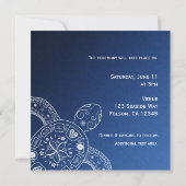 Hawaiian Sea Turtle White auf Blue Beach Wedding Einladung (Rückseite)