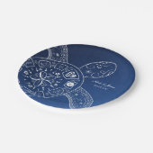 Hawaiian Sea Turtle White auf Blue Beach Wedding Pappteller (Schrägansicht)