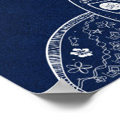 Hawaiian Sea Turtle White auf Blue Beach Wedding Poster (Ecke)