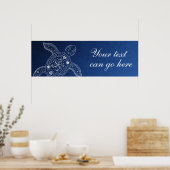 Hawaiian Sea Turtle White auf Blue Beach Wedding Poster (Küche)