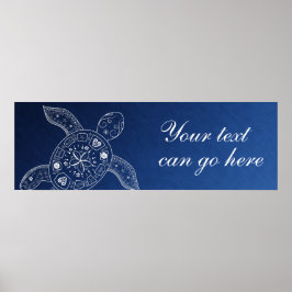 Hawaiian Sea Turtle White auf Blue Beach Wedding Poster