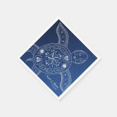 Hawaiian Sea Turtle White auf Blue Beach Wedding Serviette (Ecke)