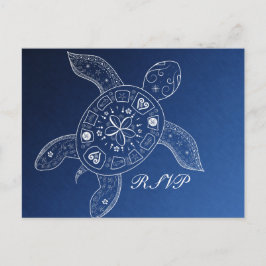 Hawaiian Sea Turtle White Blue Beach Wedding UAWG Einladungspostkarte