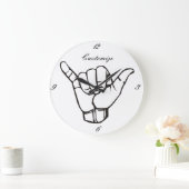 Hawaiian Shaka Brah Wave Thunder_Cove Große Wanduhr (Zuhause)