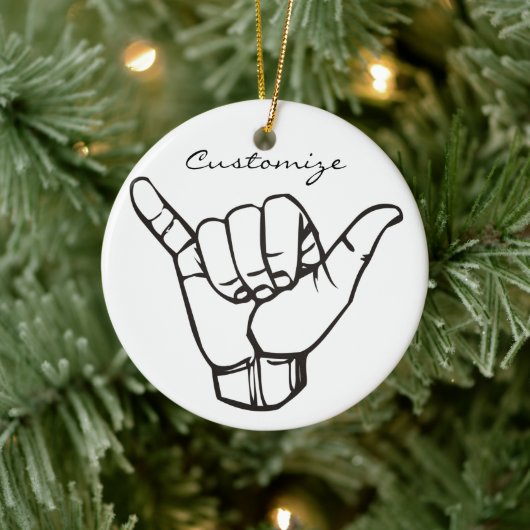 Hawaiian Shaka Brah Wave Thunder_Cove Keramik Ornament (Baum)