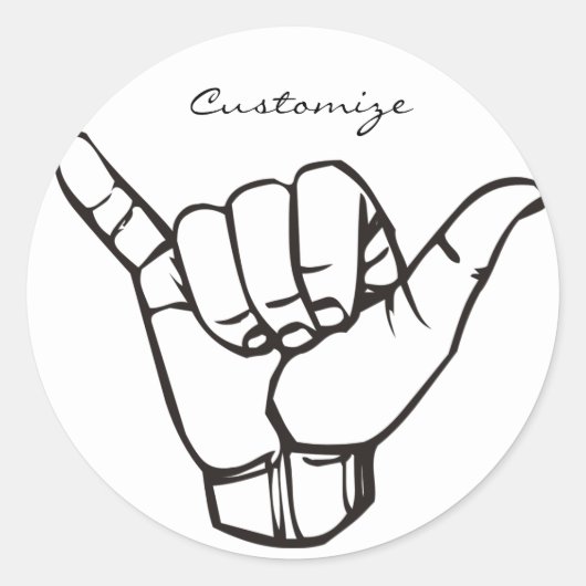 Hawaiian Shaka Brah Wave Thunder_Cove Runder Aufkleber (Vorderseite)