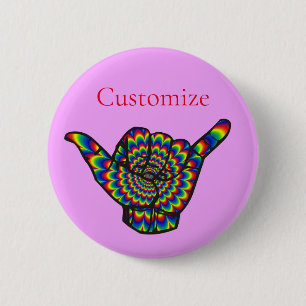 Hawaiian Shaka Psychedelic Thunder_Cove Button