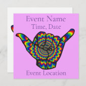 Hawaiian Shaka Psychedelic Thunder_Cove Einladung (Vorne/Hinten)