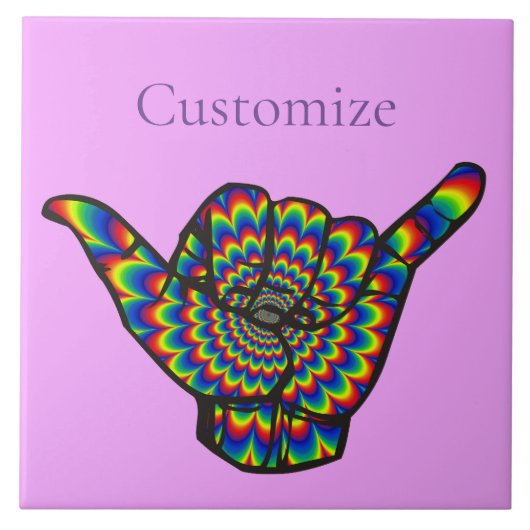 Hawaiian Shaka Psychedelic Thunder_Cove Fliese (Vorderseite)