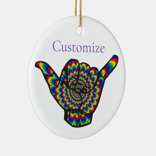 Hawaiian Shaka Psychedelic Thunder_Cove Keramik Ornament (Rechts)