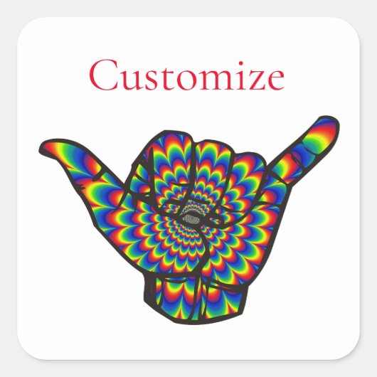 Hawaiian Shaka Psychedelic Thunder_Cove Quadratischer Aufkleber (Vorderseite)