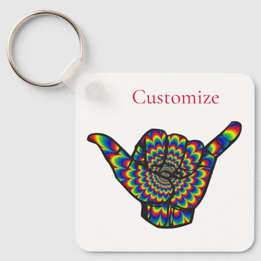 Hawaiian Shaka Psychedelic Thunder_Cove Schlüsselanhänger (Vorderseite)