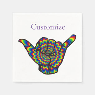 Hawaiian Shaka Psychedelic Thunder_Cove Serviette