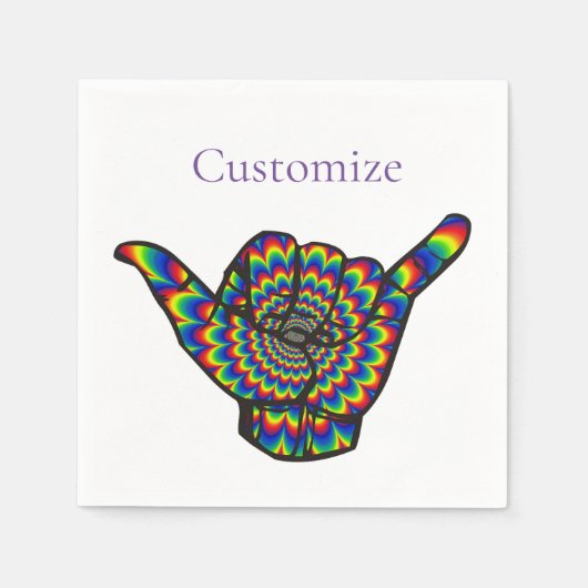Hawaiian Shaka Psychedelic Thunder_Cove Serviette (Vorderseite)