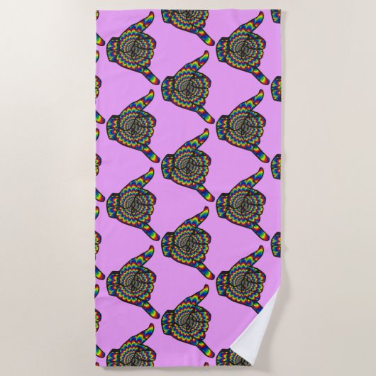 Hawaiian Shaka Psychedelic Thunder_Cove Strandtuch (Vorderseite)