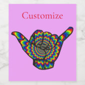 Hawaiian Shaka Psychedelic Thunder_Cove Weinetikett (Einzelnes Label)