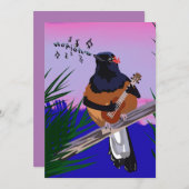 Hawaiian Shama Bird spielt Ukulele Einladung (Vorne/Hinten)