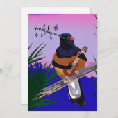 Hawaiian Shama Bird spielt Ukulele Feiertagskarte (Vorne/Hinten)