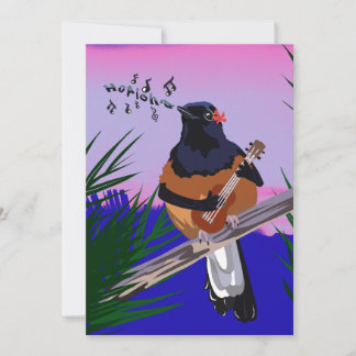 Hawaiian Shama Bird spielt Ukulele Feiertagskarte
