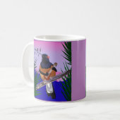 Hawaiian Shama Bird spielt Ukulele Kaffeetasse (Vorderseite Links)