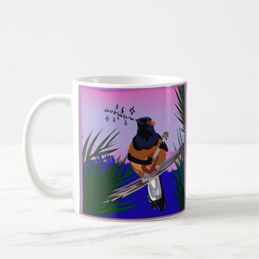 Hawaiian Shama Bird spielt Ukulele Kaffeetasse (Links)