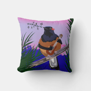 Hawaiian Shama Bird spielt Ukulele Kissen