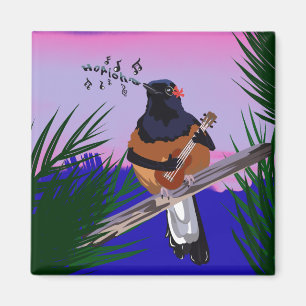 Hawaiian Shama Bird spielt Ukulele Magnet