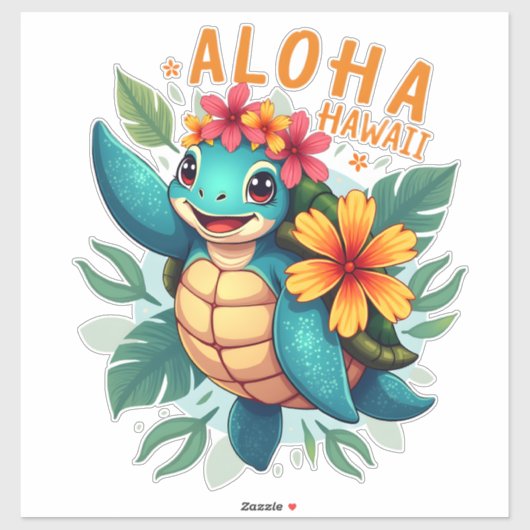 Hawaiian-Shirt Aloha Hawaii Sea Turtle Girl Women Aufkleber (Blatt)